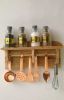 Wooden Rack With Spices And Utensils